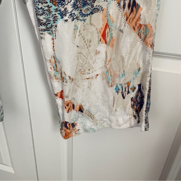 Chico’s 100% Linen Pull-On Pants – Paisley Boho Print – Size 3/16 - Picture 4 of 11